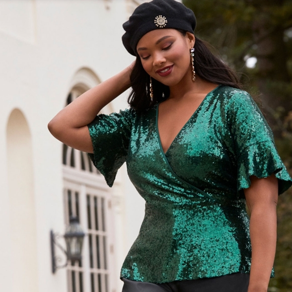 Eloquii Tops - Eloquii Sequin Surplus Top